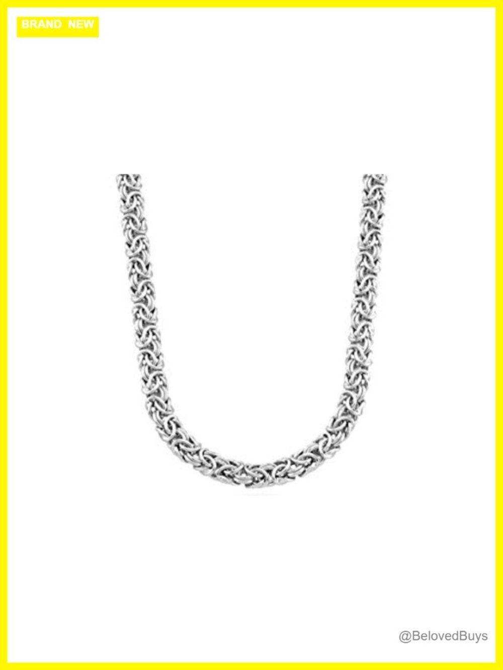 Italian 925 Sterling Silver Byzantine Necklace 20 Inch Lobster Clasp
